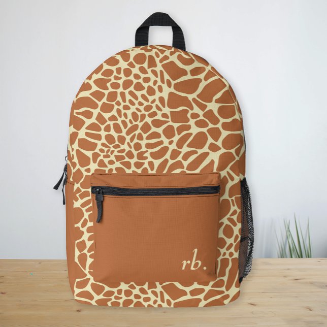 Monogram Animal Giraffe Skin Pattern Bedruckter Rucksack (Monogram Animal Giraffe Skin Pattern Printed Backpack)