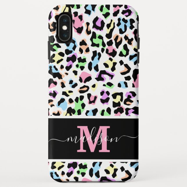 Monogram Animal Print Leopard Girl Case-Mate iPhone Hülle (Rückseite)
