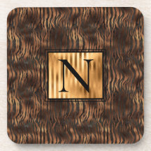 Monogram Animal Tiger Print Gold Elegant Metallic