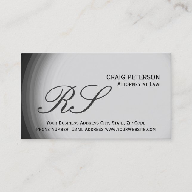Monogram-Anwalt bei Law Black Business Card Visitenkarte (Vorderseite)