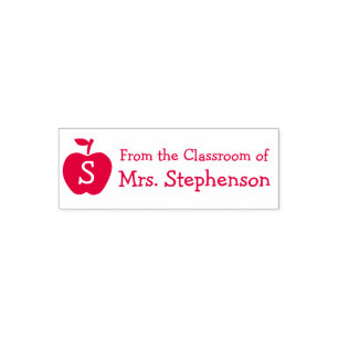 Monogram Apple Teacher Klasse Custom School Permastempel