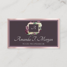 Monogram Appointment Card Rose Marsala DustyFloral Visitenkarte