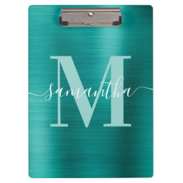 Monogram Aqua Aquamarin Shimmer Foil Klemmbrett