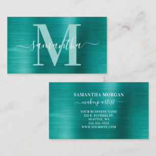Monogram Aqua Aquamarin Shimmer Foil Visitenkarte