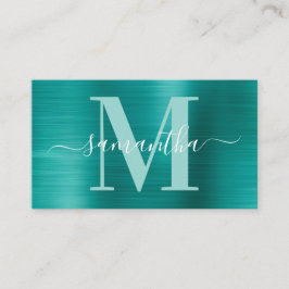 Monogram Aqua Aquamarin Shimmer Foil Visitenkarte