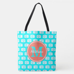 Monogram Aqua Camera Muster mit Individuelle Name