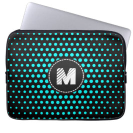 Monogram Aqua Techno Dots Modern Laptopschutzhülle