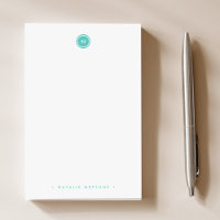 Monogram Aqua Turquoise Modern Minimalistisch Simp