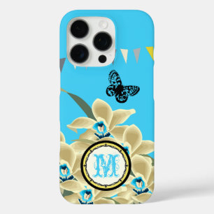 Monogram Aqua Yellow Grey Vintag Orchid iPhone 16 Pro Hülle