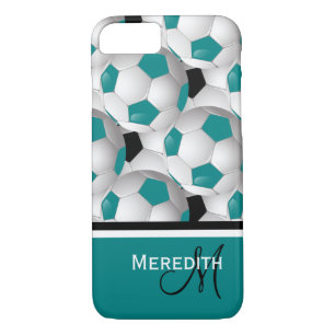 Monogram Aquamarin Black Soccer Ball Pattern Case-Mate iPhone Hülle