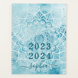 Monogram Aquamarin Blue Marble Mandala 2023 2024 Planer