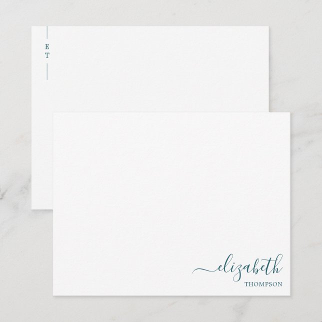 Monogram Aquamarin Blue Mitteilungskarte (Vorne/Hinten)