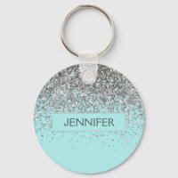 Monogram Aquamarin Blue Silver Glam Glitzer Name