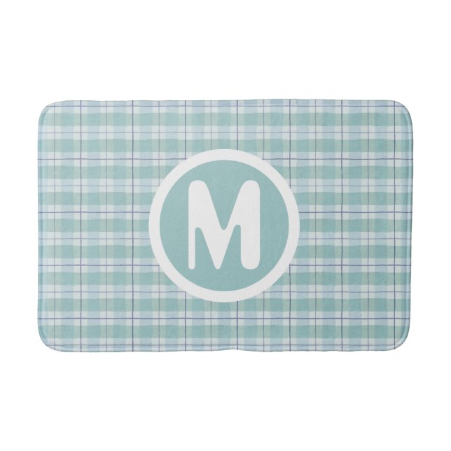 Monogram Aquamarin Country Kariert Baby Kinderzimm Badematte (Vorderseite)