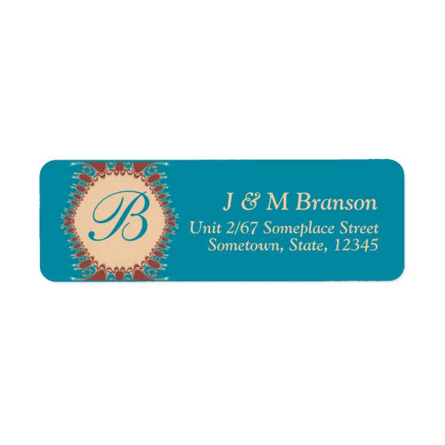 Monogram Aquamarin Earth Lace-Address-Label (Vorne)
