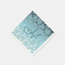 Monogram Aquamarin Green Girly Elegant Floral Desi