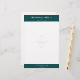 Monogram Aquamarin Modernes, elegantes Business Briefpapier