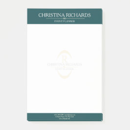 Monogram Aquamarin Modernes, elegantes Business Post-it Klebezettel
