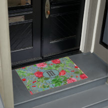 Monogram Aquamarin Paris Aquarellfarben Blume Door