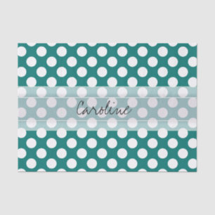 Monogram Aquamarin White Niedlich Chic Polka Dot M Seidenpapier