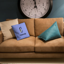 Monogram Aquarell Blumen Gingham Kissen