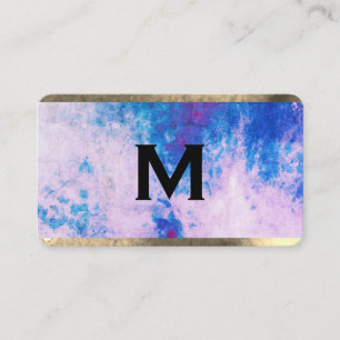 Monogram Aquarellblau Lila mit Trim Visitenkarte