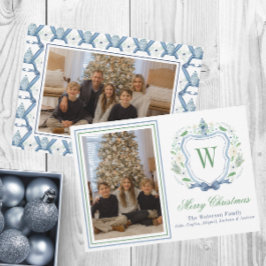 Monogram, Aquarellfarben Chinoiserie Jar Wappen Fo Feiertagskarte