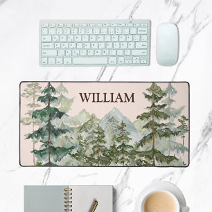 Monogram Aquarellkiefernwald & Mountain Rustikal Schreibtischunterlage