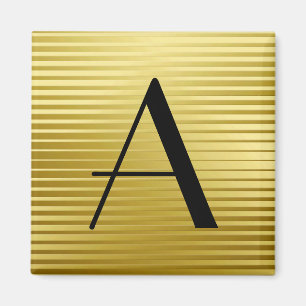 Monogram Art Deco Gold Satin Streifen Magnet