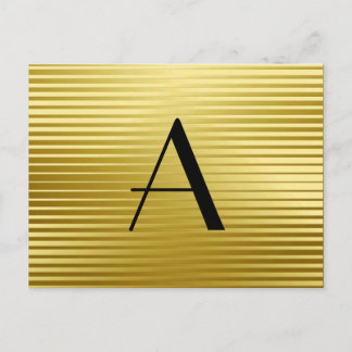 Monogram Art Deco Gold Satin Streifen Postkarte