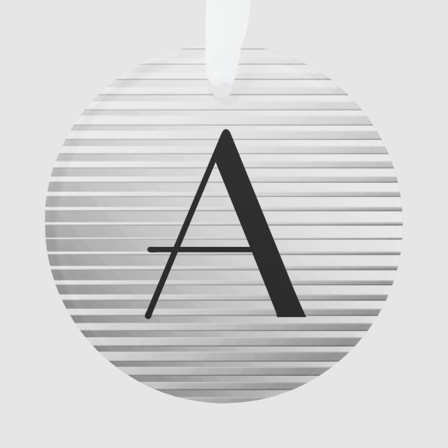 Monogram Art Deco Silver Satin Streifen Ornament (Vorderseite)