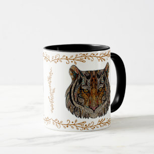 Monogram Art Glass Tiger Face Tasse