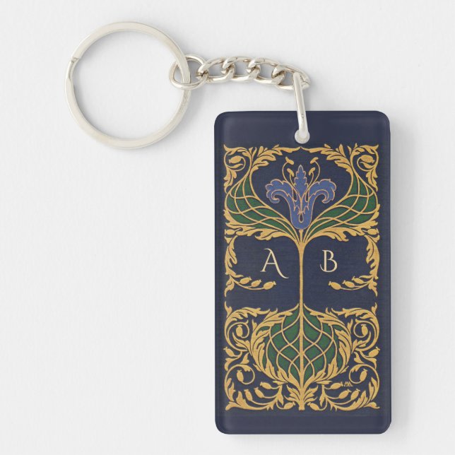 Monogram Art Nouveau Bookmark Schlüsselanhänger (Vorderseite)