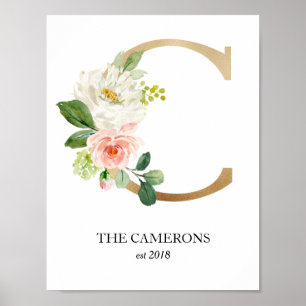 Monogram Art Print, Letter C, Wedding, Kinderzimme Poster
