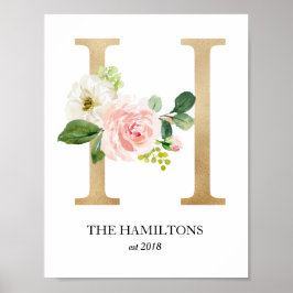 Monogram Art Print, Letter H, Wedding, Kinderzimme Poster