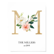 Monogram Art Print, Letter M, Wedding, Kinderzimme