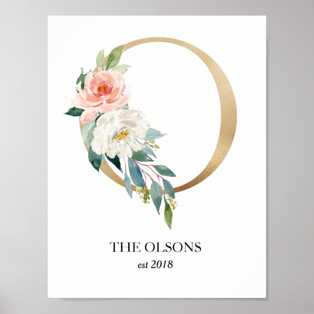 Monogram Art Print, Letter O, Wedding, Kinderzimme Poster (Vorne)