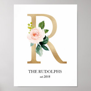Monogram Art Print, Letter R, Wedding, Kinderzimme Poster