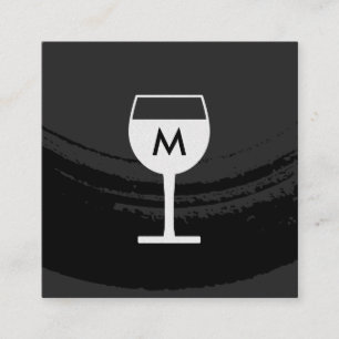 Monogram Artistic Brushed Black Wine Glass Quadratische Visitenkarte