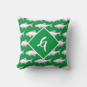 Monogram Artistic Green Minnow Fish Kissen