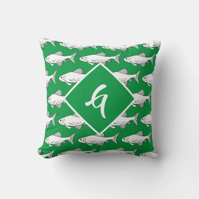Monogram Artistic Green Minnow Fish Kissen (Vorderseite)
