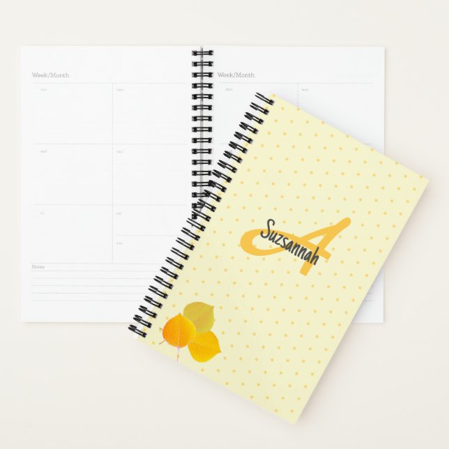 Monogram & Aspen Blätter Polka Dot Muster Custom Planer (Anzeige)