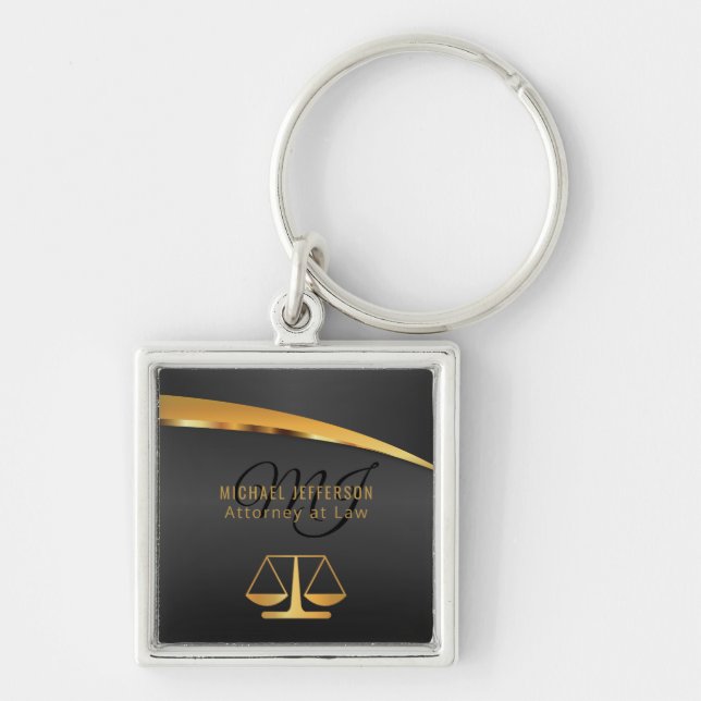Monogram Attorney at Law - Black and Gold Schlüsselanhänger (Vorne)