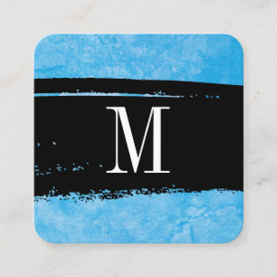 Monogram auf Blue Grunge Expressive Quadratische Visitenkarte