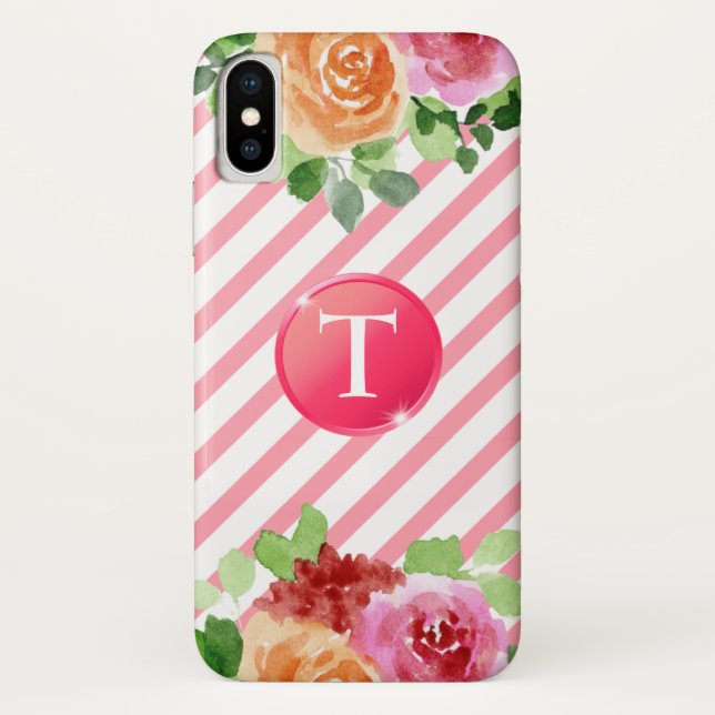 Monogram auf dem Floral iPhone X Case (Rückseite)