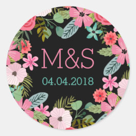 Monogram Aufkleber Boho Blumenhochzeit