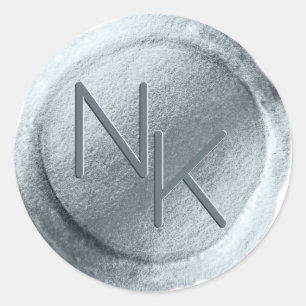 Monogram-Aufkleber für den dunkelblauen Foil-Wax-U Runder Aufkleber