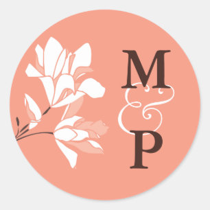 Monogram-Aufkleber für die Magnolia-Branche Runder Aufkleber