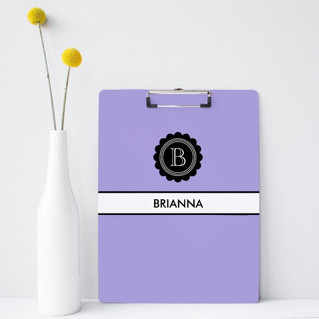 Monogram Aura Indigo und Black Klemmbrett (Modern Simple Clean Indigo Aura colored clipboard with Monogram)