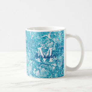 Monogram aus blauem und weißem Marmor Kaffeetasse